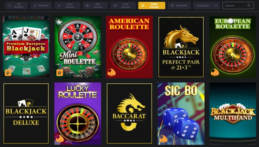 Table Games at Royal Reels in Australia with Logo