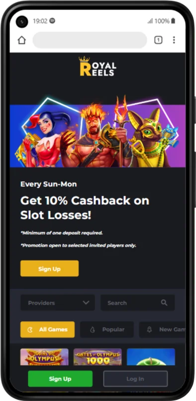 Royal Reels App on Android Example